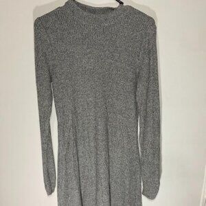Hollister Heather Grey Ribbed Long Sleeve Mock Neck Dress